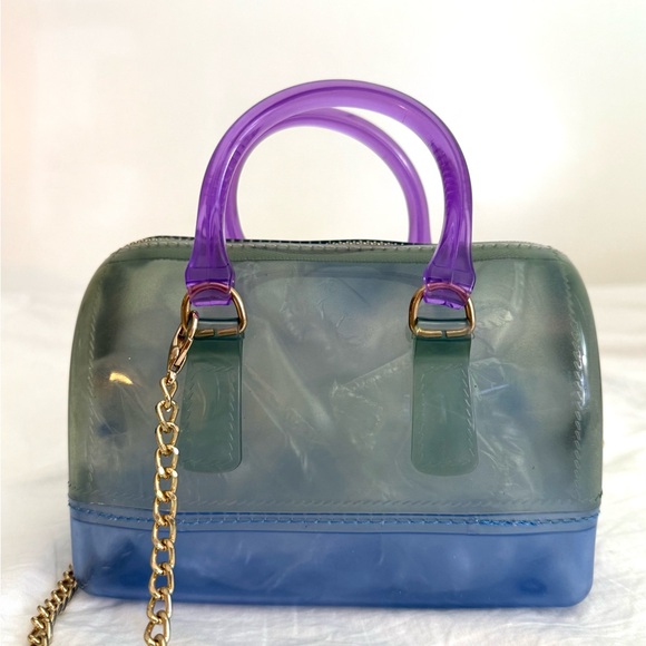 Stylish Transparent Mini Handbag Set with Purple and Blue Accents - Picture 4 of 7